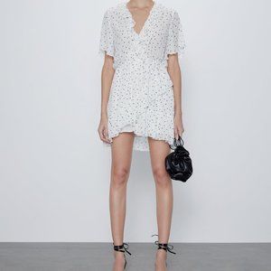 NWT/SMALL Zara Ruffled Dotted Mesh Jumpsuit